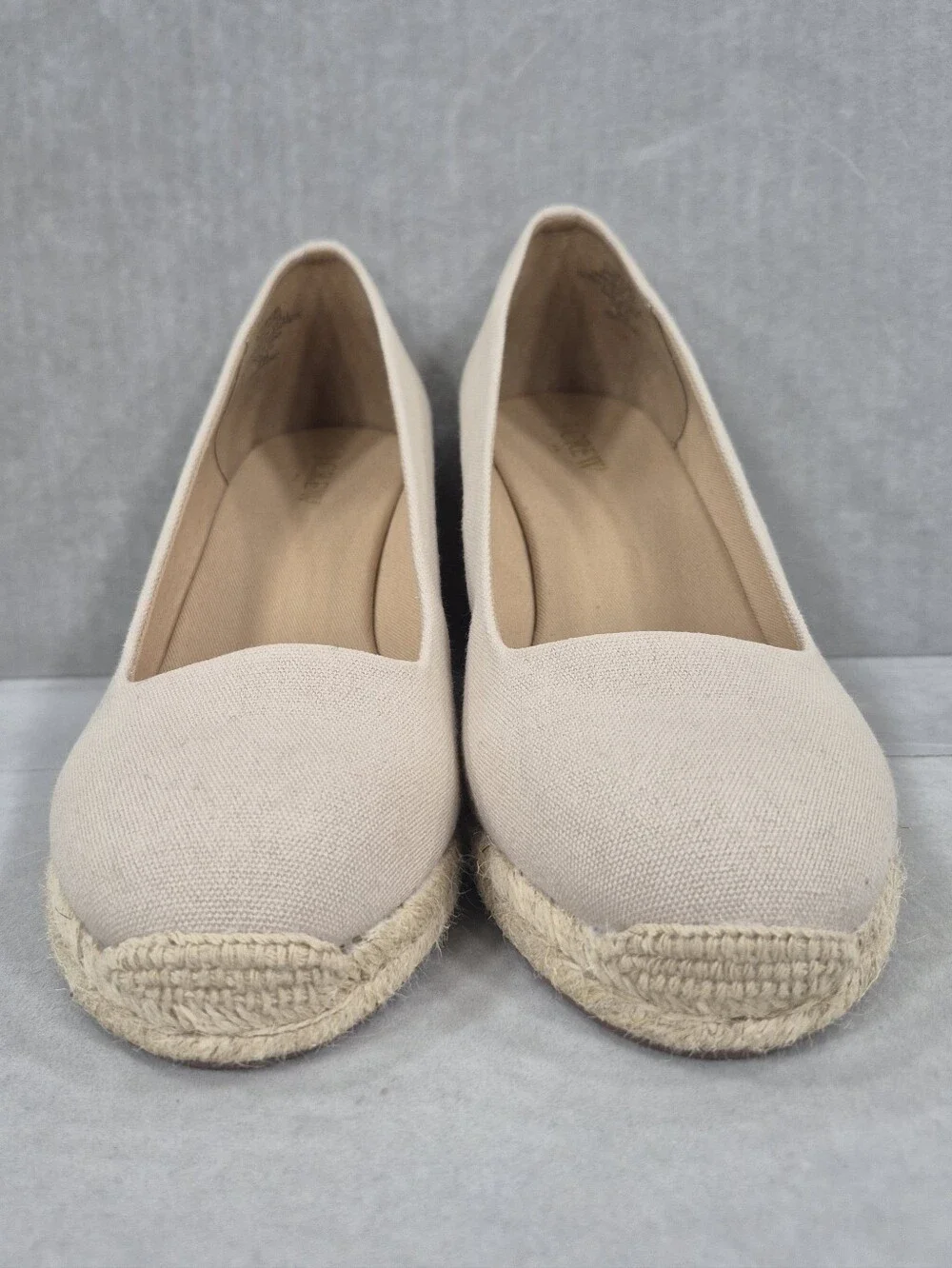 J Crew Espadrilles women's 10.5 beige canvas wedge heel NEW